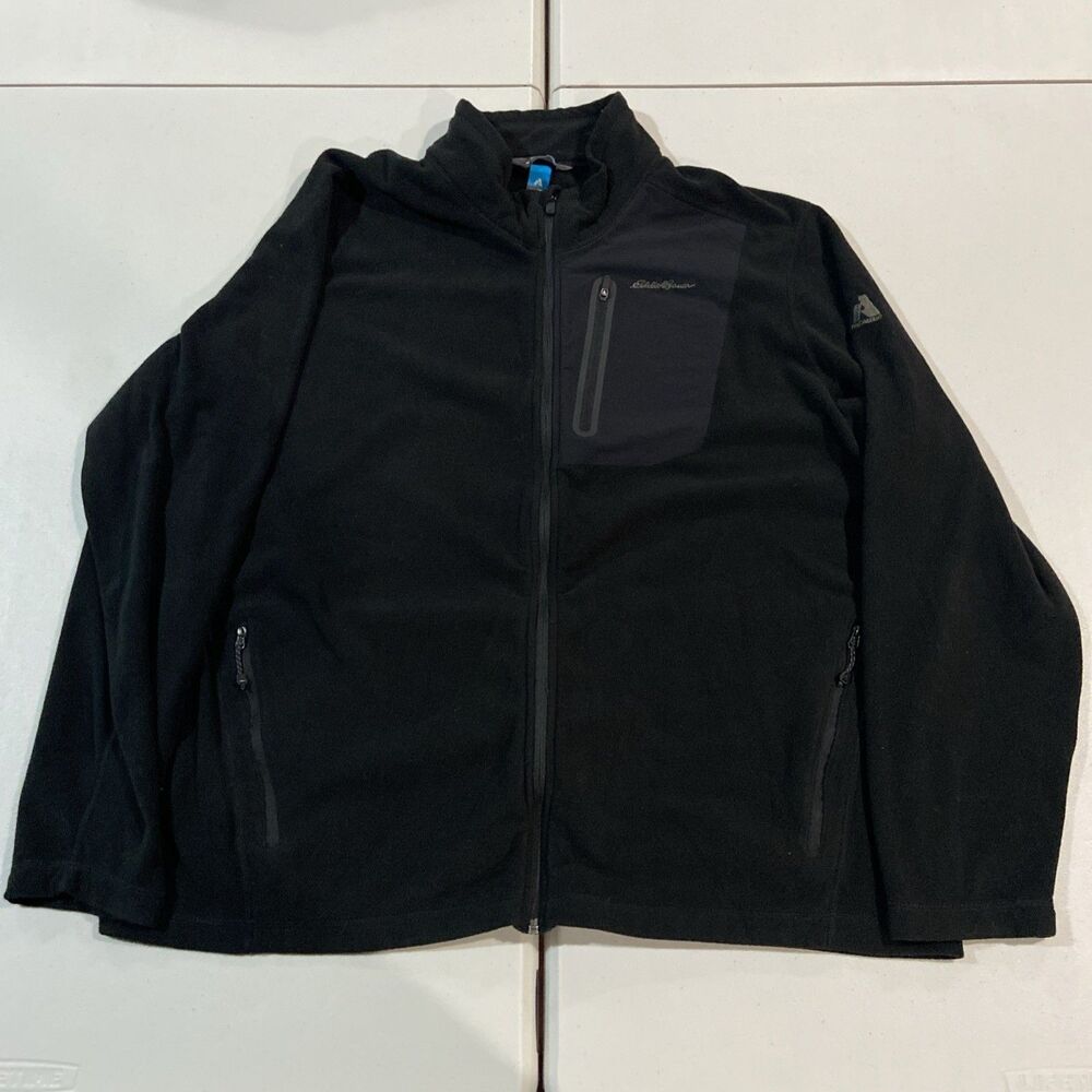 Eddie Bauer Men's 2XL Black First Ascent Fleece Sweater Jacket Polartec Full Zip